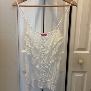 Body Central White Lace Button-Front Spaghetti Strap Top S